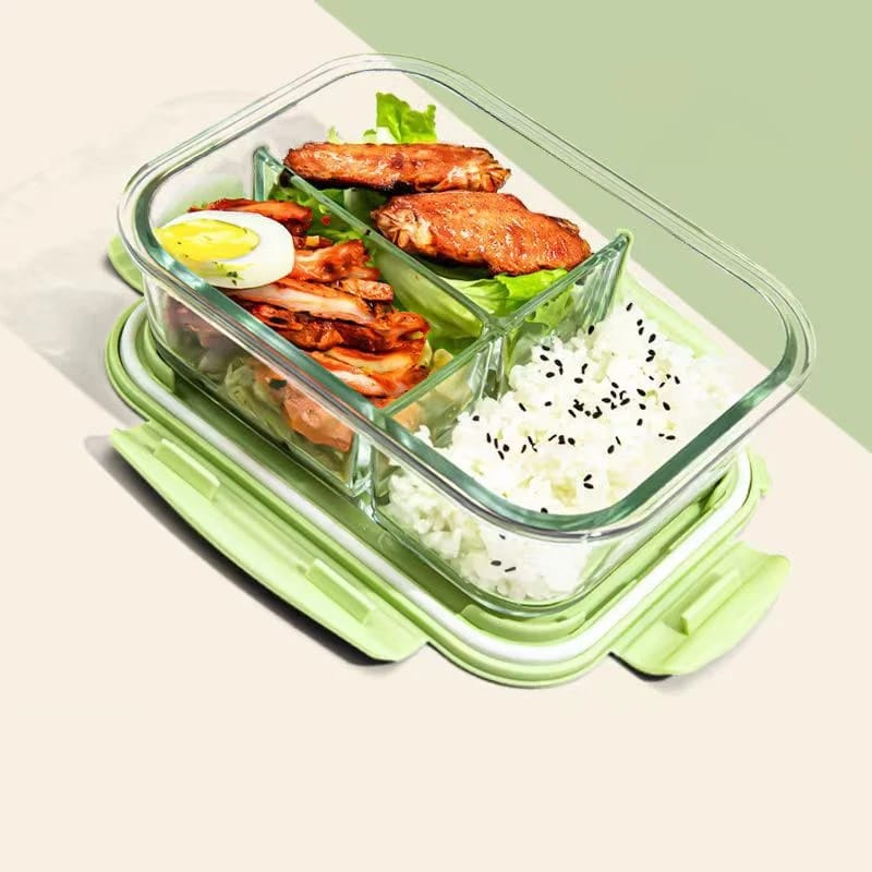3 Grid Microwaveble Lunch Box Large Capacity 1400mls