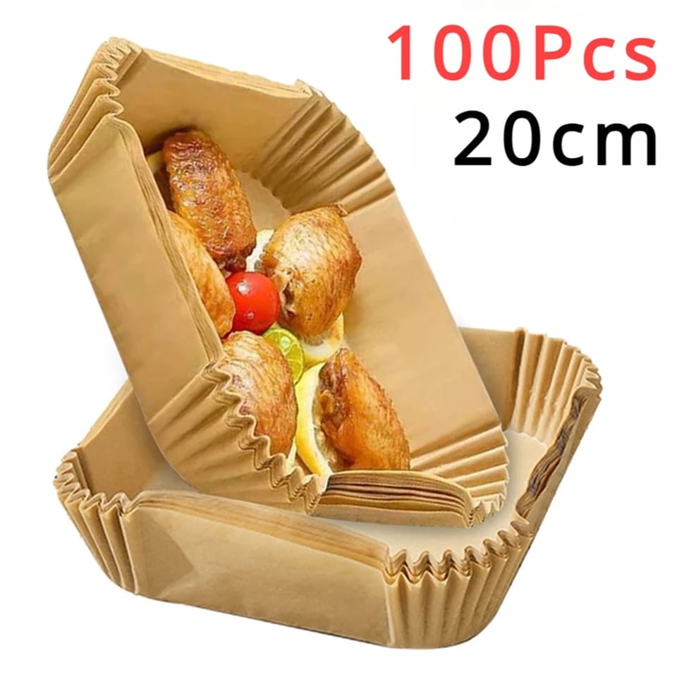 100pcs Disposable Air Fryer Paper Liners – Square, Oil-Proof & Heat-Resistant