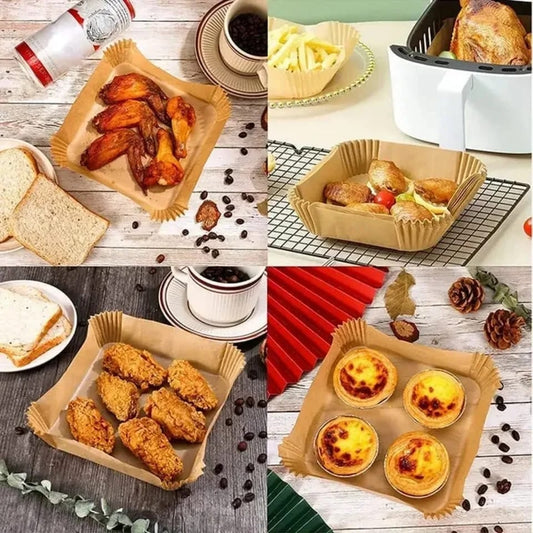 100pcs Disposable Air Fryer Paper Liners – Square, Oil-Proof & Heat-Resistant